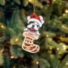 Cartoon Dog Socks Christmas Pendants Decorative Dog Car Pendant  Car