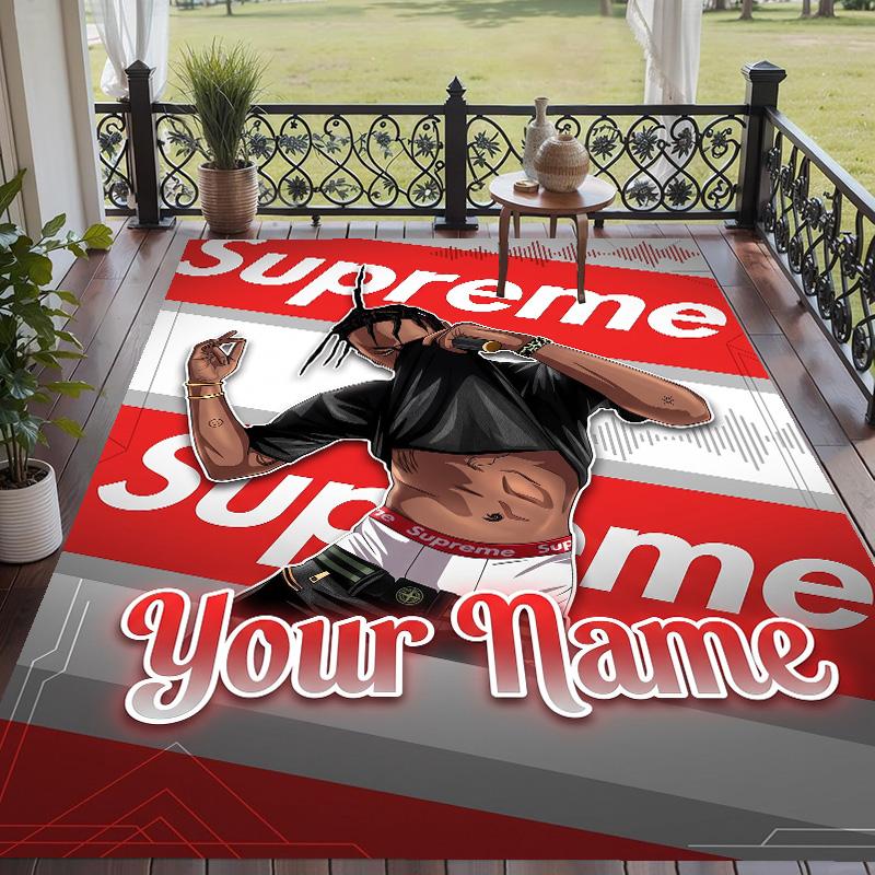 Custom Text Travis Scott Pattern Floor Rug Soft Indoor Carpet Mat Living Room Bedroom