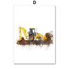 Jeřábový traktor, vysokozdvižný vozík, postřikovací bagr, závodní auto, malba na plátně, plakát a tiskárna, nástěnný panel, dekorace do dětského pokoje
