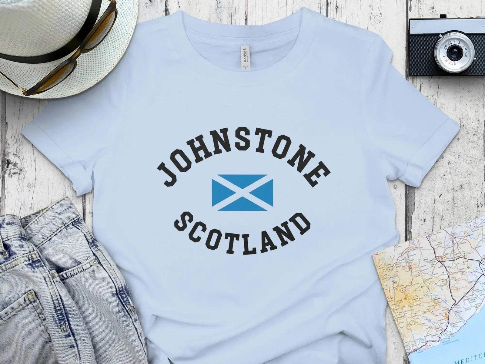 Johnstone Scotland Custom Flag Print Graphic T-Shirt L