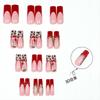 European Leopard Print 3D Cherry Blossom Long False Nails with Detachable Tips