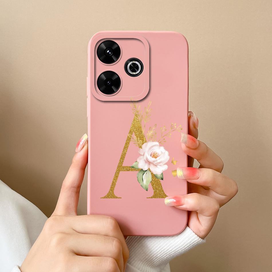 Elegant Case For Redmi 13 4G Personalized Letter Soft Liquid Silicone Protective Phone Cover For Xiaomi Redmi13 Shell Funda Capa