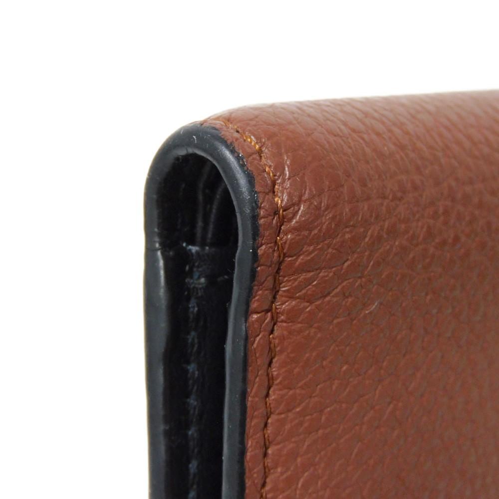 Used 12695 Bifold Wallet C660302X02 7941 Soft Grain Calfskin Bicolor Brown Black Anagram Cognac Men's from Japan