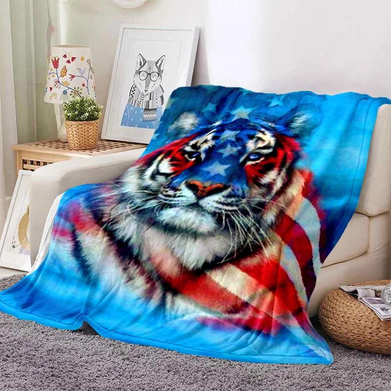 3D Tiger Throw Blanket Super Soft for Spring Line Art Flannel Blanket for Bed Sofa Couch Blanket King Full Size Autumn Modern
