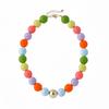 Perlenschmuck für Damen, Acryl-Kettenhalsband mit großen Perlen, Elastisches Armband mit runden Perlen, Sommerliches Retro-Accessoire