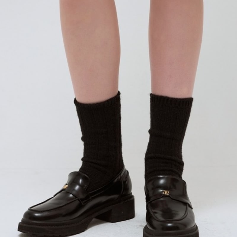 DEPOUND Cashmere Blend Ribbed Socks - Black