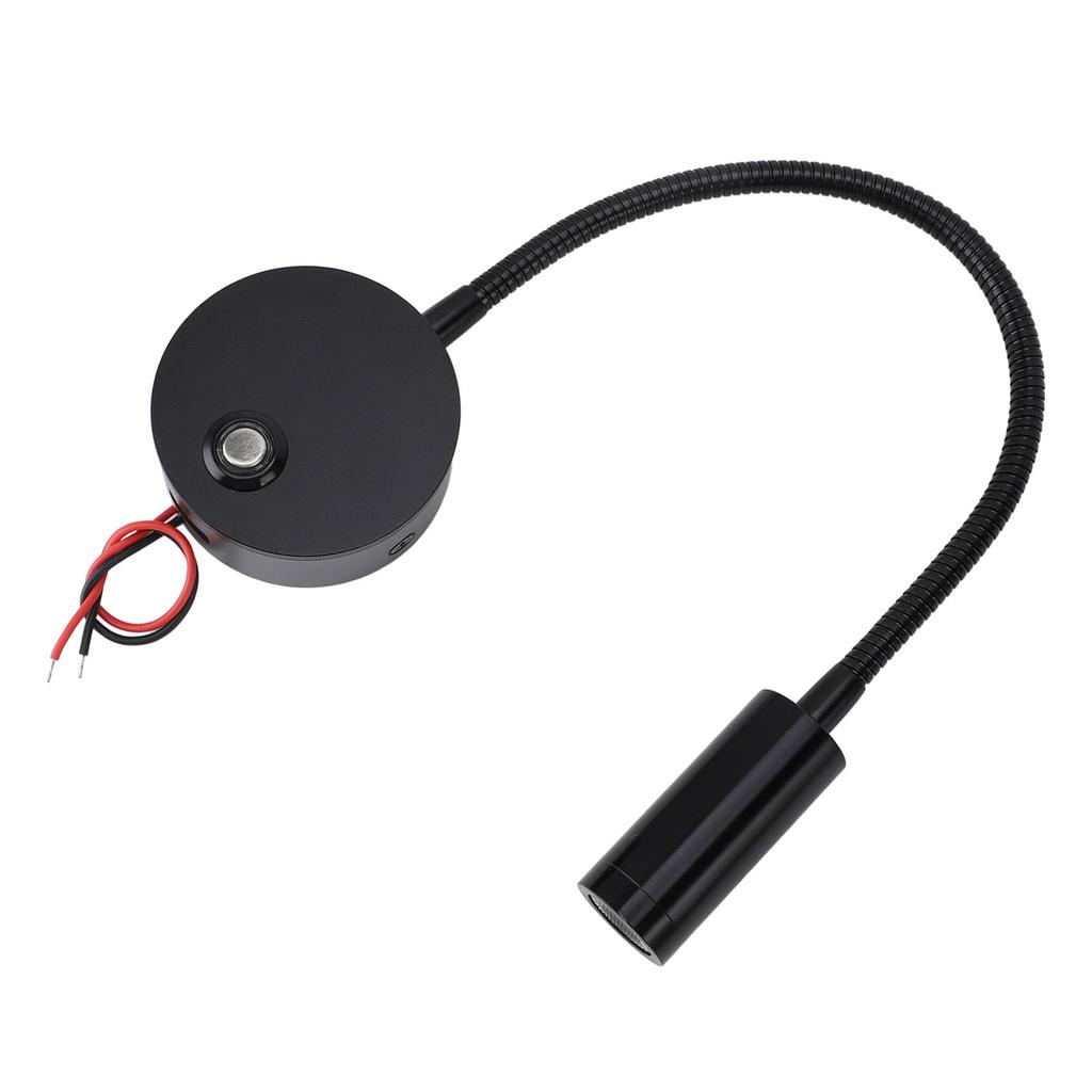 Dimmable RV Reading Light 3 Color Temperature Boat Bedside Flexible Gooseneck Wall Lamp with USB Charging Port 10‑30V Black