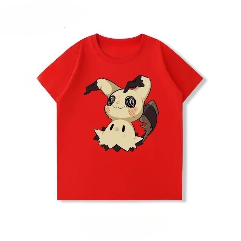 Potdemiel  100 Cotton Childrens Summer New TShirt with Pikachu Print Unisex Comfortable and Breathable Childrens TShirt