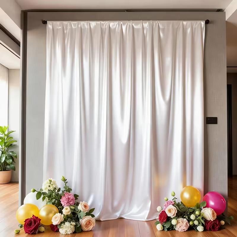 Goldener Satinvorhang 1 Paneel Knitterfreier Drapierung Foto-Hintergrund mit Stangentasche für Hochzeit Geburtstag Babyparty Party-Hintergrund Drapierung