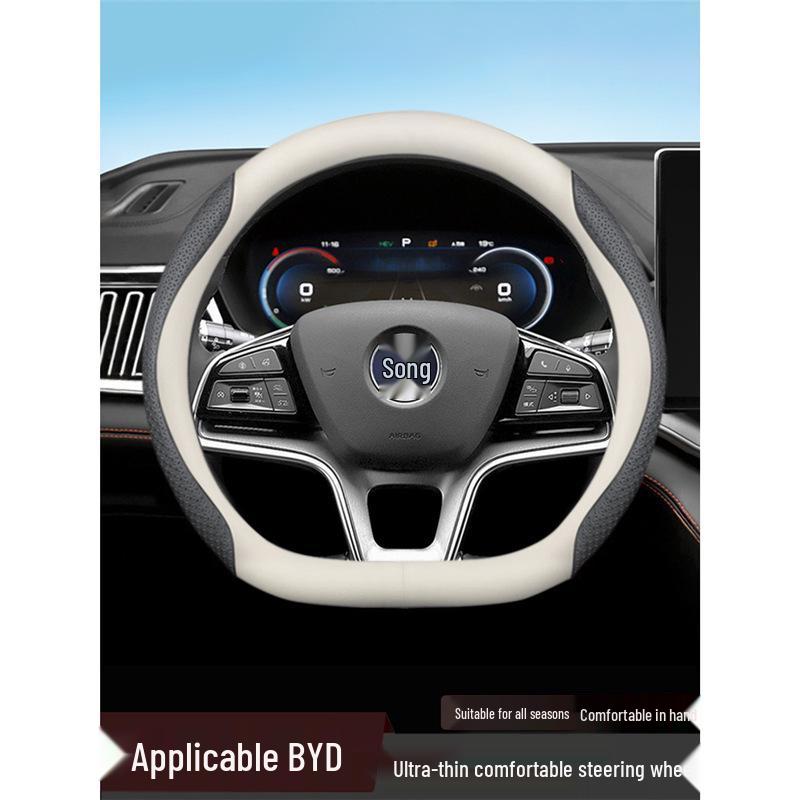 Steering Wheel Cover for BYD: Dolphin, Han, Seagull, Yuan Plus, Qin Plus DMI, Song, Tang - Includes Card Holder