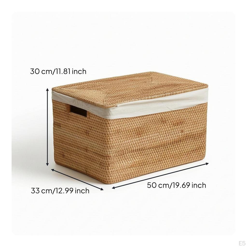 Cesta de Armazenamento de Rattan com Tampa Recipiente com Tampa Tecido à Mão