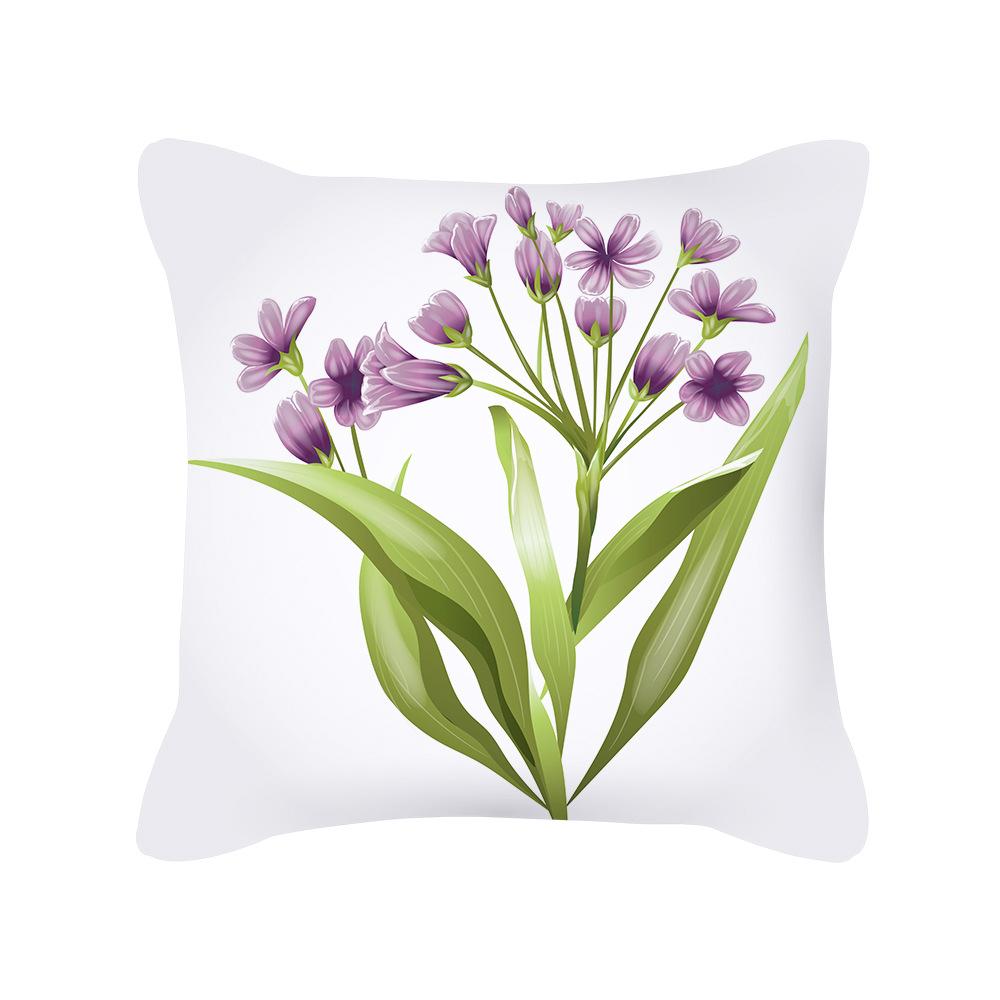 Pillow New Plant Flower Printed Pillow Sofa Pillow Bedside Backrest Short Plush Pillow Cover