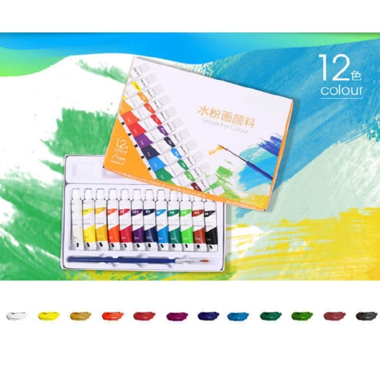 Gouache Pigment Tubes (5ml/Tube) 12 Color Gouache Painting Color Water-Based Paint for Children Student Art Painting