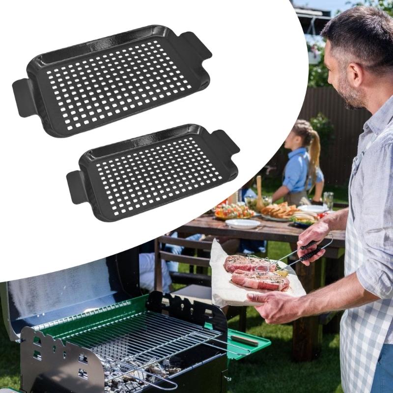 Doppelkleine mittlere Grillplatten Set Porzellan-Emaille-Konstruktion Gleichmäßige Heizung Design Tragbare Küchenwerkzeuge