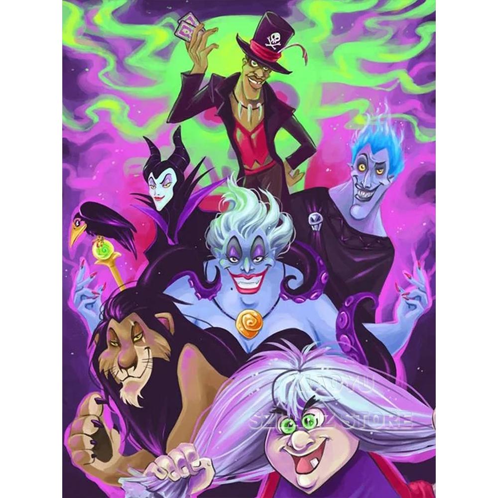 5D DIY Disney Diamond Painting Villains Evil Queen Full Round Cross Stitch Cartoon Art Diamond Embroidery Home Decor