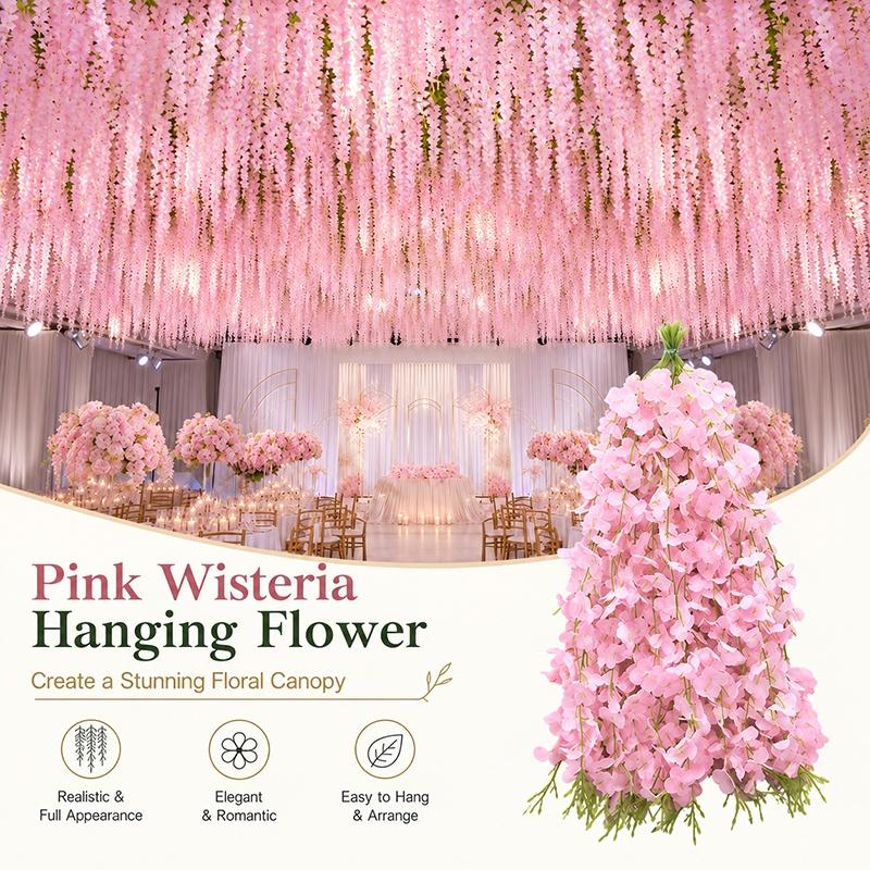 50Cm Artificial Wisteria Vine Hanging Flower Silk Floral Garland Wedding Home Ceiling Decoration Indoor Decorative Plastic Plant