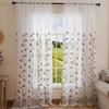 Rod Pocket Design Semi Sheer Curtain Easy Installation Wheat Embroidered Voile Drape Light Filtering for Home Decors