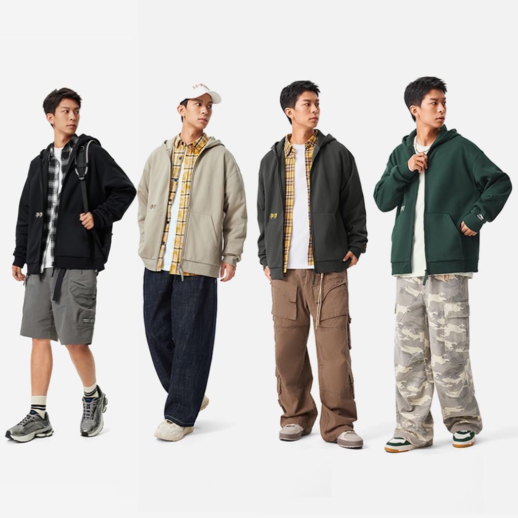 Li Ning Sports Fashion Series Anti-Static Anti-Bacterial Warm Comfortable Casual Simple Fleece Hooded Zipper Cardigan Sweatshirt AWDUC87-7