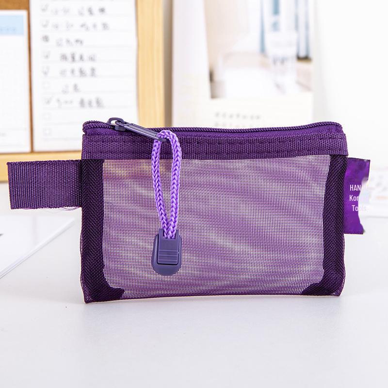 

Корейская ретро-прозрачная сетчатая сумка на молнии для хранения карт и монет Flat type [11*7.5cm]