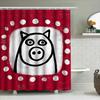 Red Shower Curtain with Polka Dots Dog Design Waterproof and Washable for Bathrooms Decoration