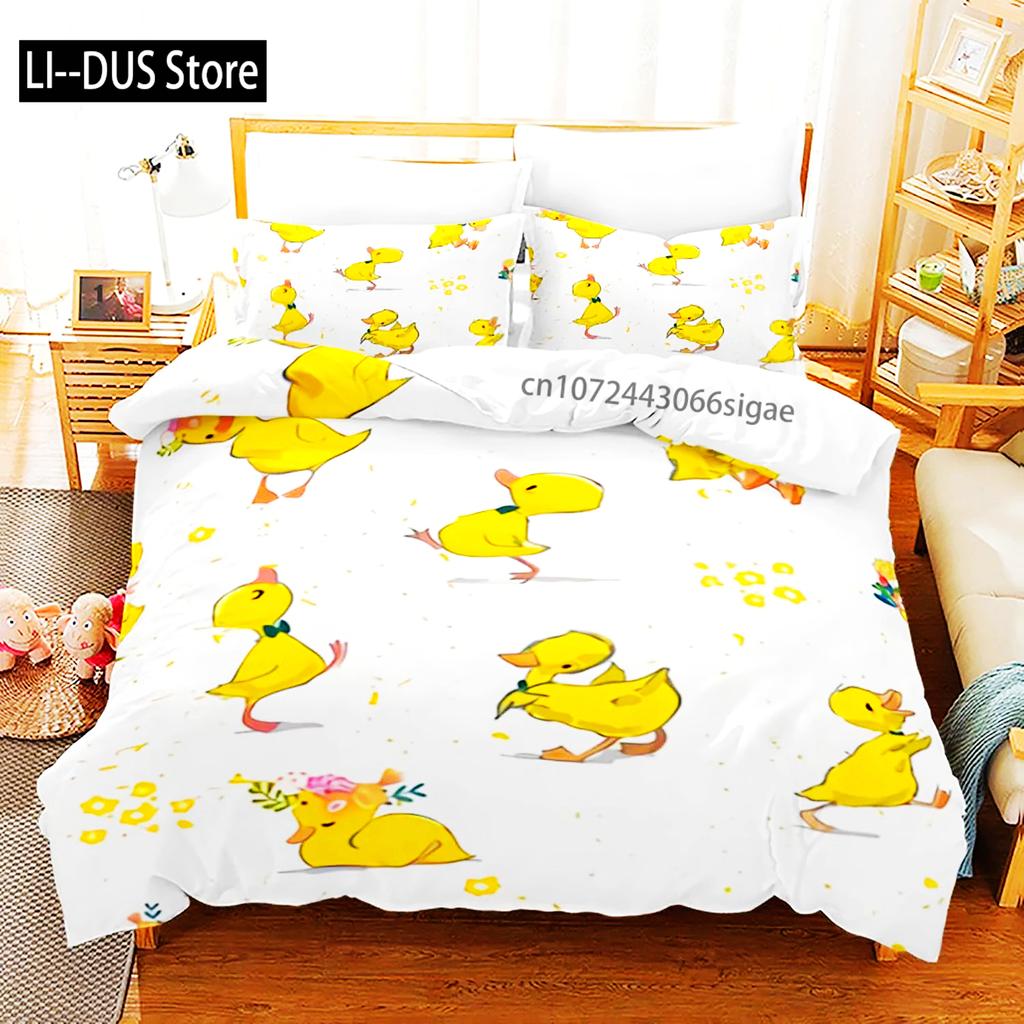Gelbe Ente Bettwäsche Set Einzelbett Twin Full Queen King Size Kleine Ente Bettset Aldult Jungen Schlafzimmer Bettbezug Sets 3D Druck 015