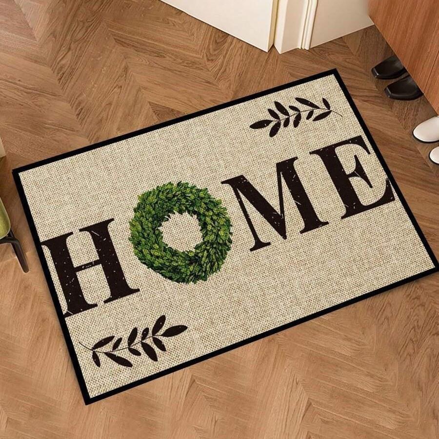 Retro Inspirational Quote Floral Welcome Door Mat English Word Pattern NonSlip Rug for Entryway Bedroom Door Mat Home Decor