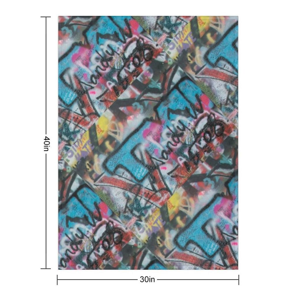 Graffiti pattern Throw Blanket Plush Flannel Vintage Camping Blankets