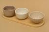 Zestaw 3 Miseczek Ceramicznych Na Drewnianej Desce Do Serwowania 28,5x9cm
