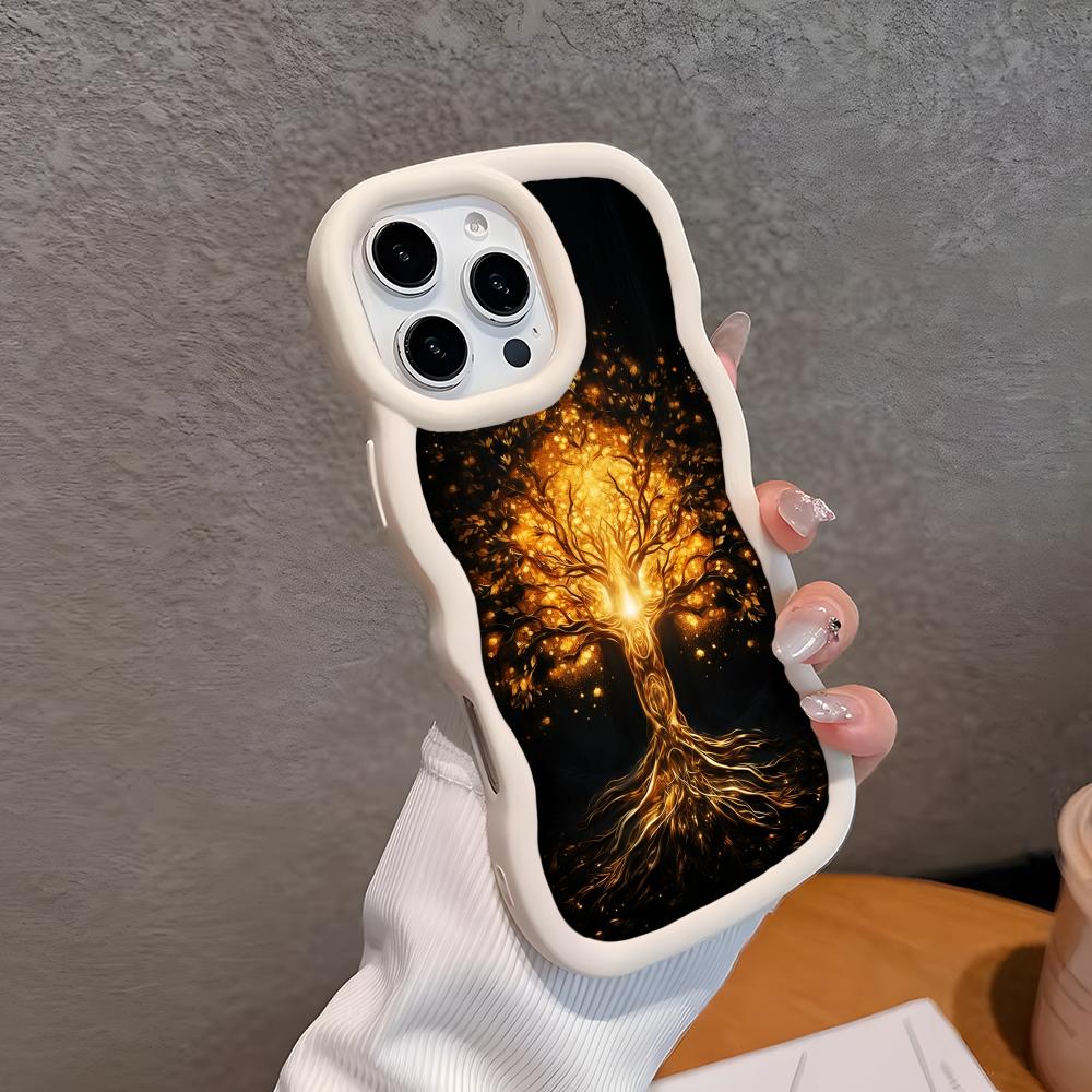 World Life Tree Mobile Phone Case for iPhone 17 16 15 14 13 12 11 Air Pro Max Plus Wavy Edge TPU Colorful Cover Cover Pretty