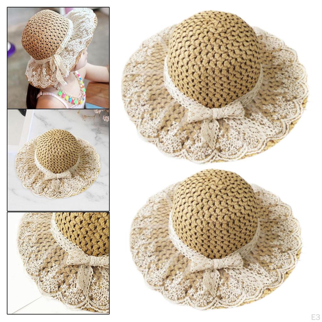 Straw Hats Bohemian Lace Brim Hat for Outdoor Gatherings