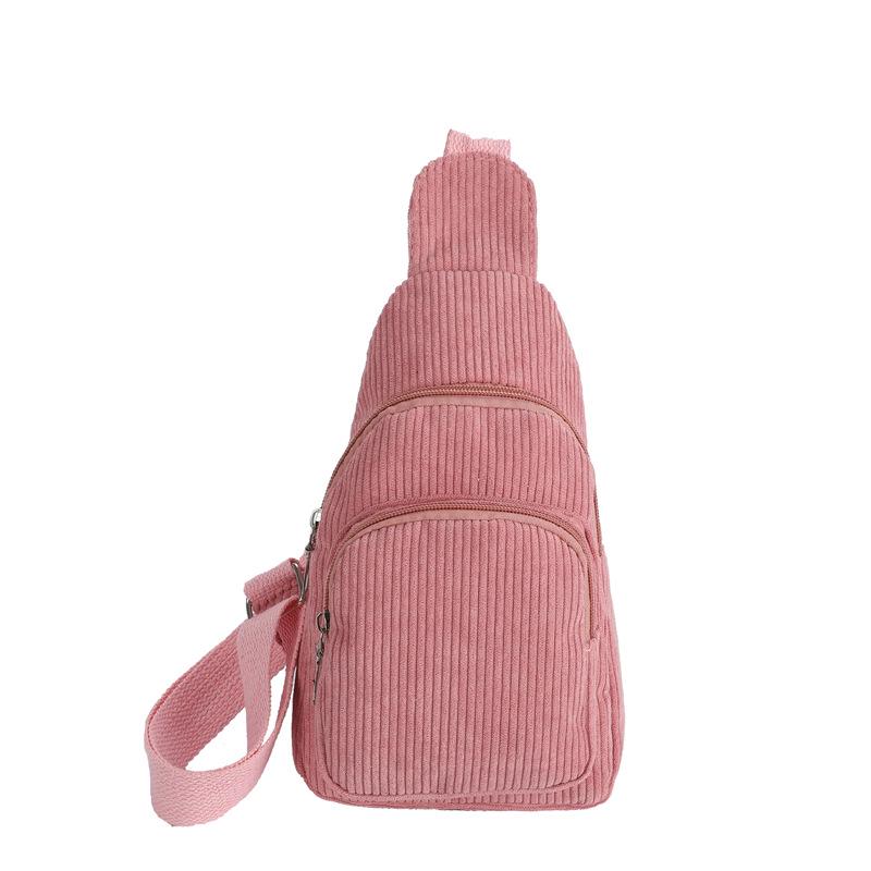 Women's Solid Color Corduroy Crossbody and Waist Bag - Casual and Simple Design