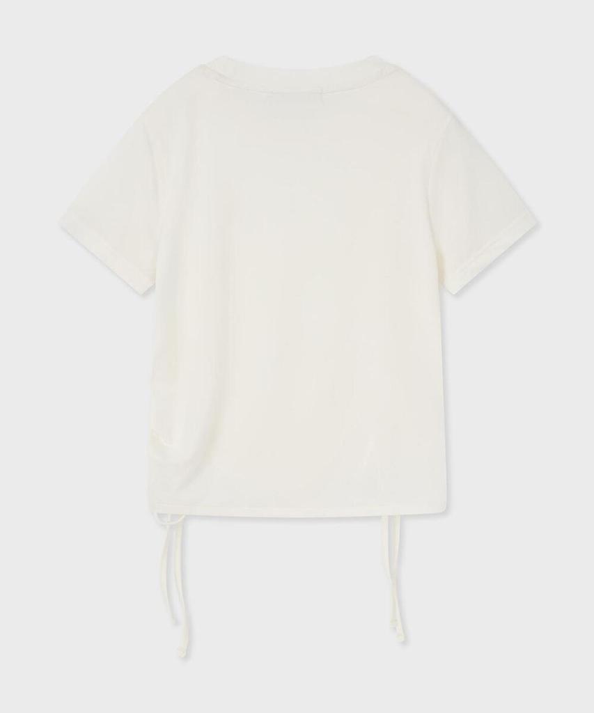FALLETT Asymmetrical Shirred Top Ivory