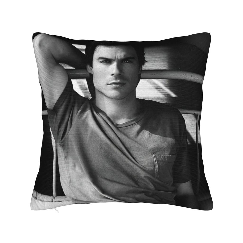 Damon Salvatore Pillowcase Polyester Cushion Cover Gift The Vampire Diaries Pillow Case Cover Home Square 45X45Cm