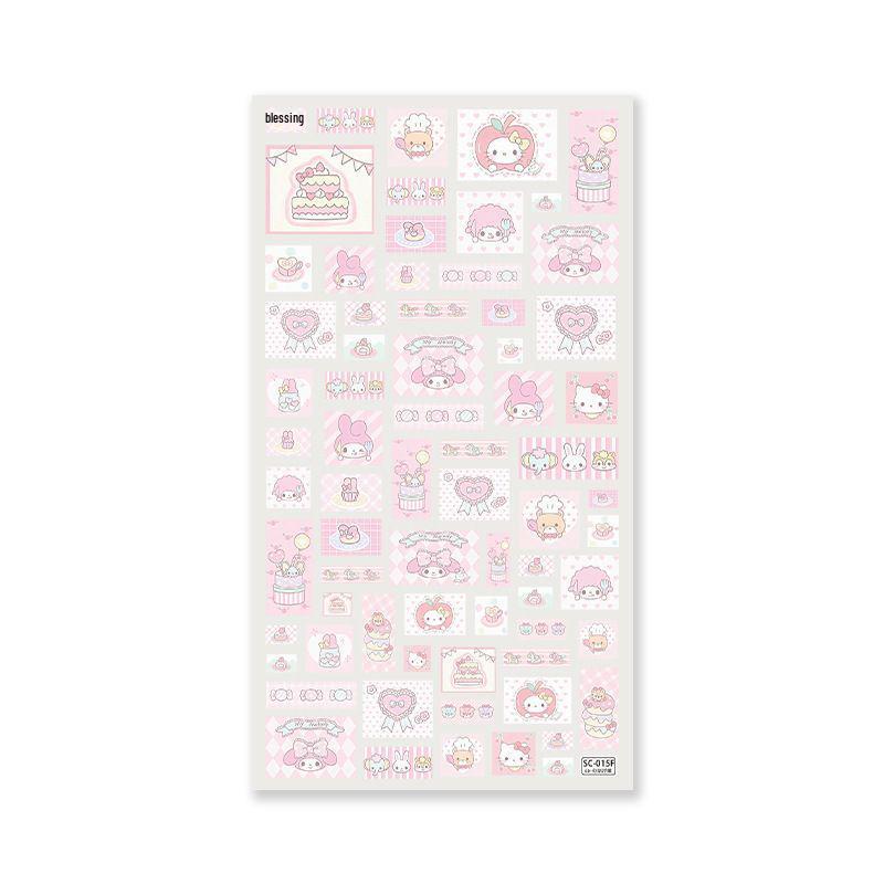 Оригинальная розовая наклейка Sanrio Kitty с тиснением - Декор для телефона своими руками Pink Cake Sanrio 【110*206】