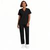 Damen Mode Kurzarm V-Ausschnitt Gemustert Tops Tasche Arbeits Set