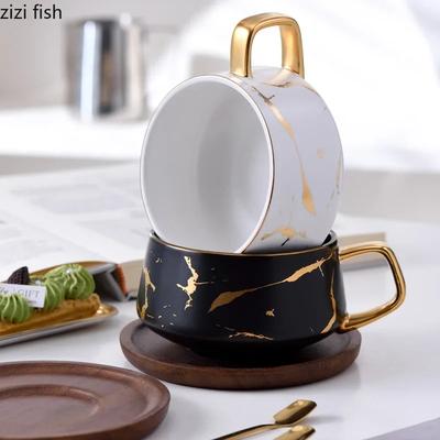 Creative Marble Texture Ceramic Mug Set Office Coffee Mug Milk Mugs Family Breakfast Cup Water Cup Simplicity Couple Cups