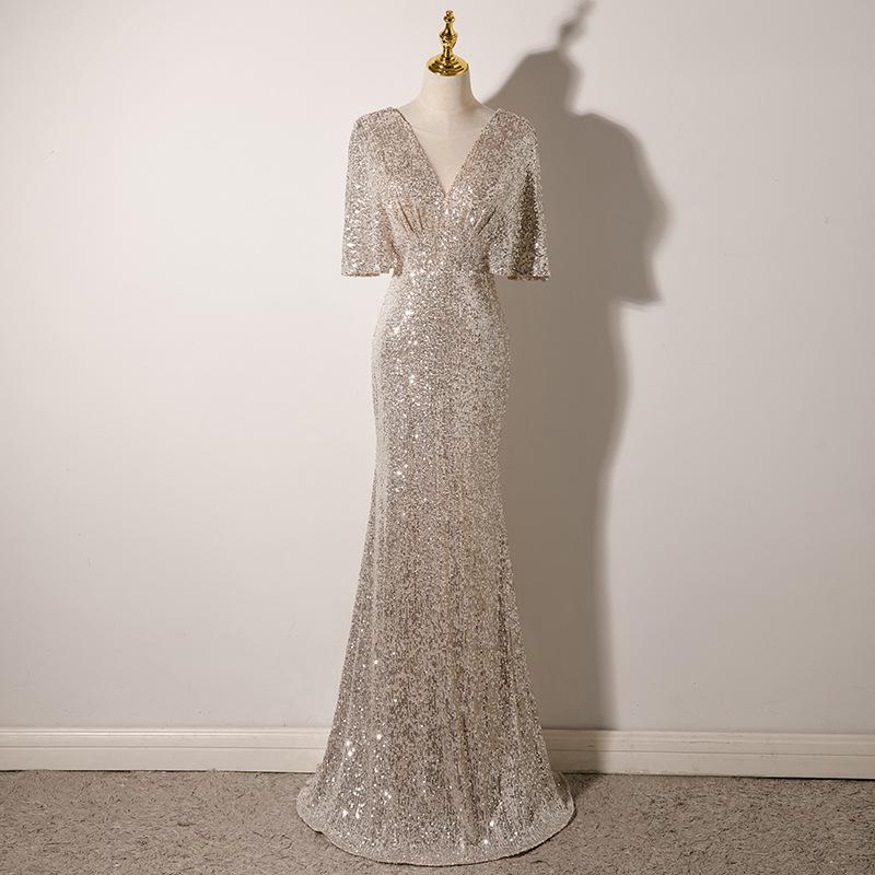 Rochie de seară elegantă 2024 Champagne cu trenă tip pește pentru femei - Stil de banchet de înaltă clasă