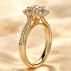 Luxury Female White Zircon Big Stone Engagement Round Ring Vintage Gold Color Wedding Fashion Jewelry For Women