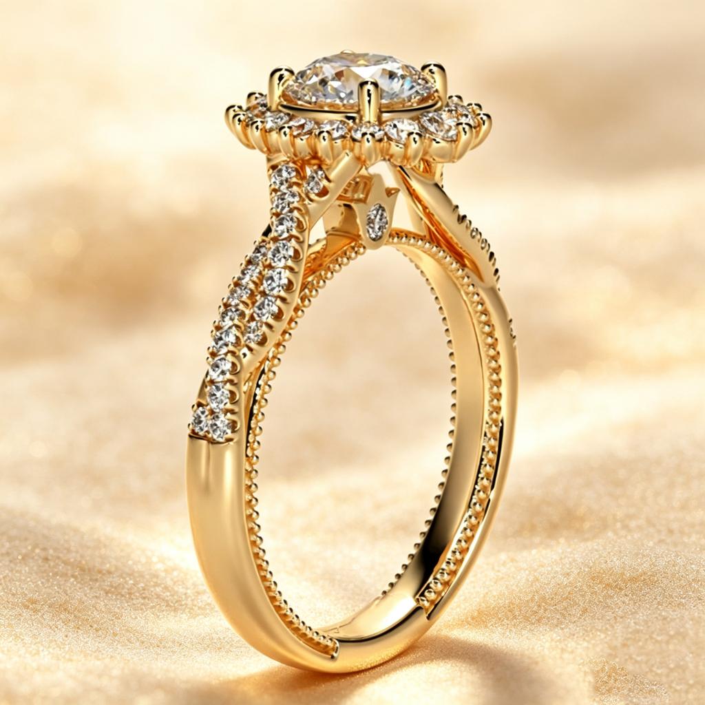 Luxury Female White Zircon Big Stone Engagement Round Ring Vintage Gold Color Wedding Fashion Jewelry For Women