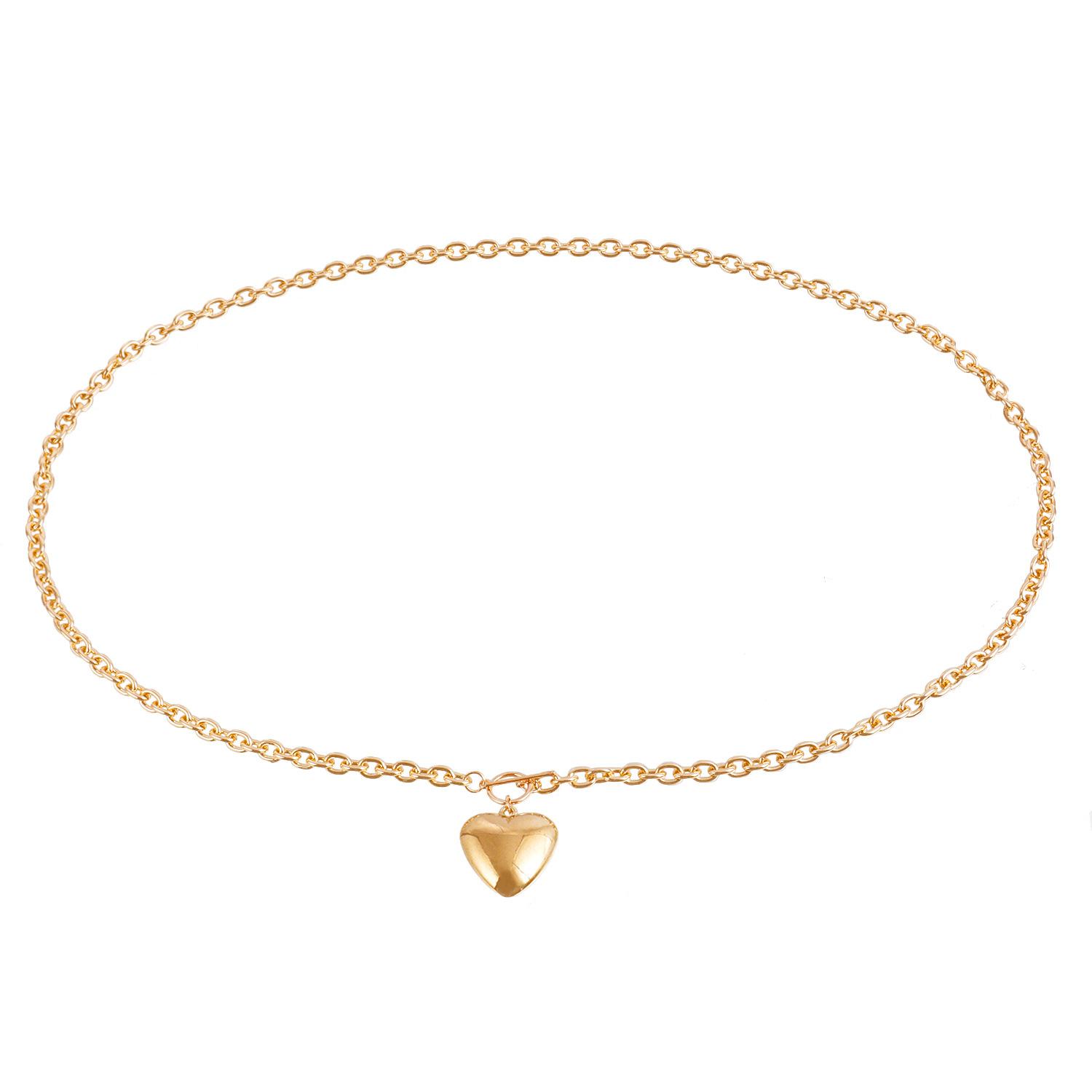 

Casual temperament single-layer aluminum chain OT buckle big love peach heart alloy pendant waist chain versatile золотой