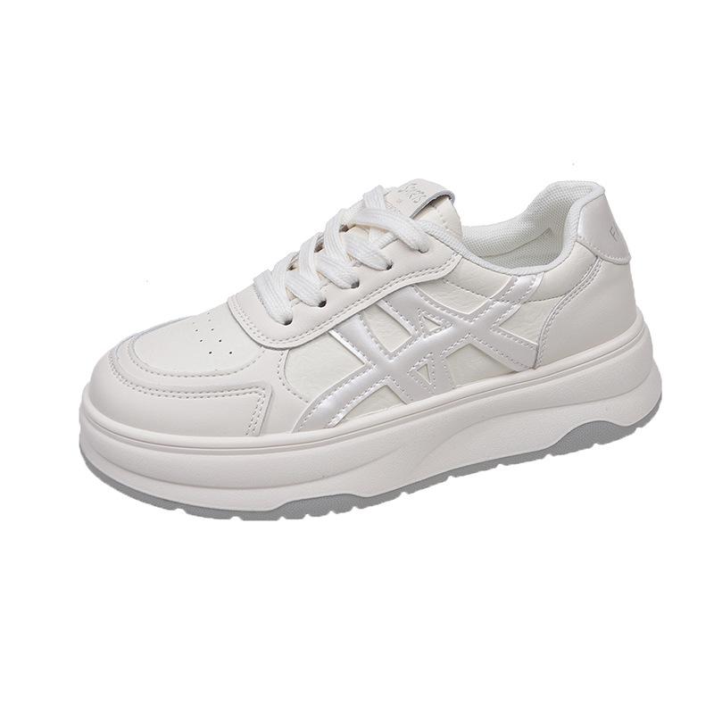 Faux leather mesh breathable heightening little white shoes women's 2025 summer new thick-soled casual versatile muffin sports board shoes