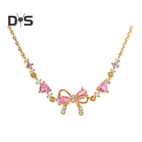 Kvinner Armbånd Sløyfe Hjerte Blomstform Cubic Zirconia Justerbar lengde Bursdag Jubileum Jubileum Gave Håndledd Armring Dame Smykker