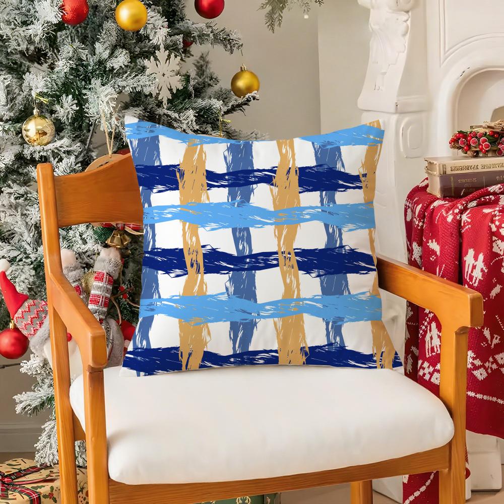 

Colorful Patchwork Pattern Pillow Case Silky Short Plush With Invisible Zipper Dustproof Sofa Cushion Cover For Home Decor 30X30cm