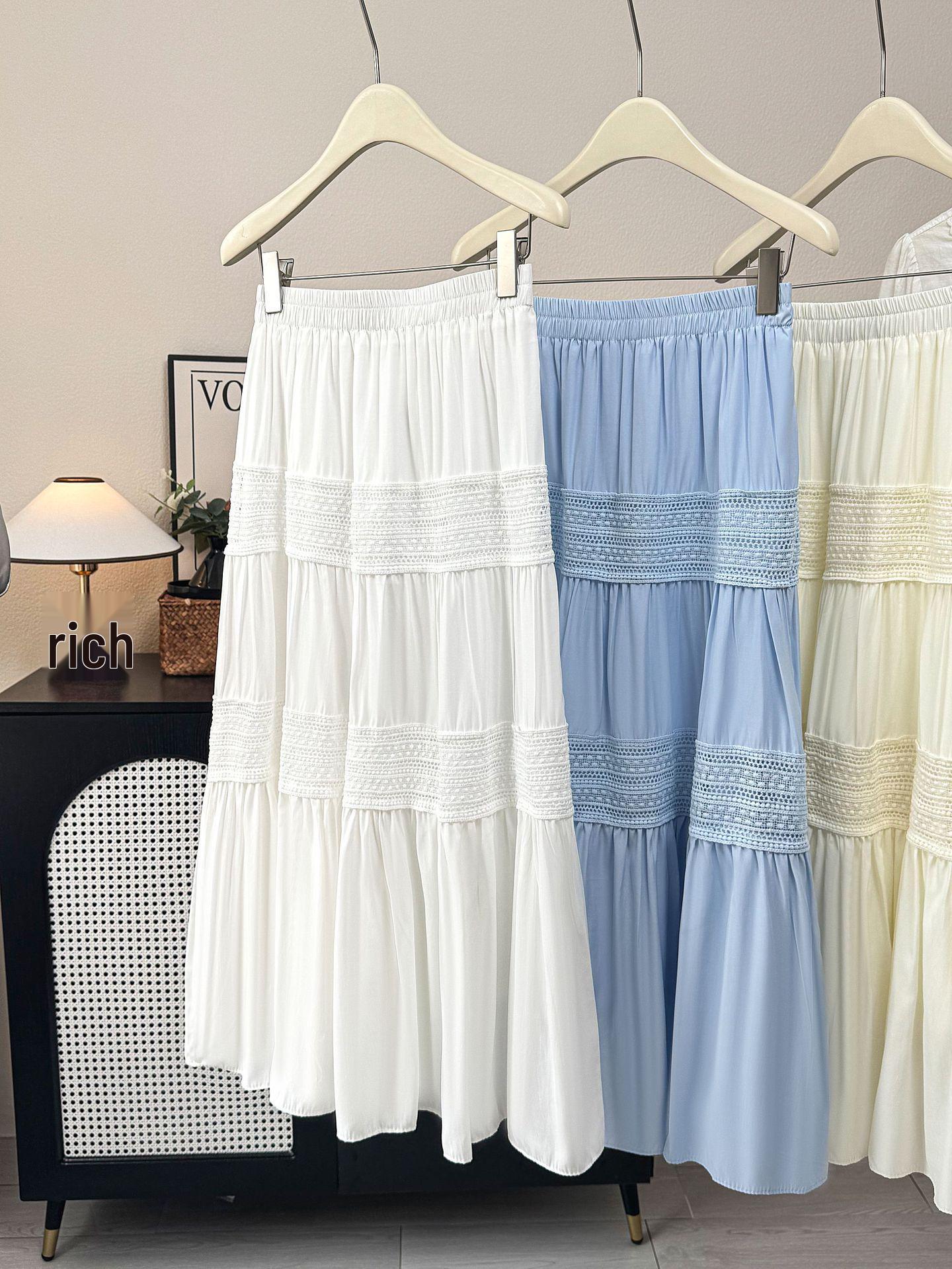 

Versatile Gentle Style High-Waisted A-Line White Skirt for Women - Spring/Summer 2026 Collection One Size белый