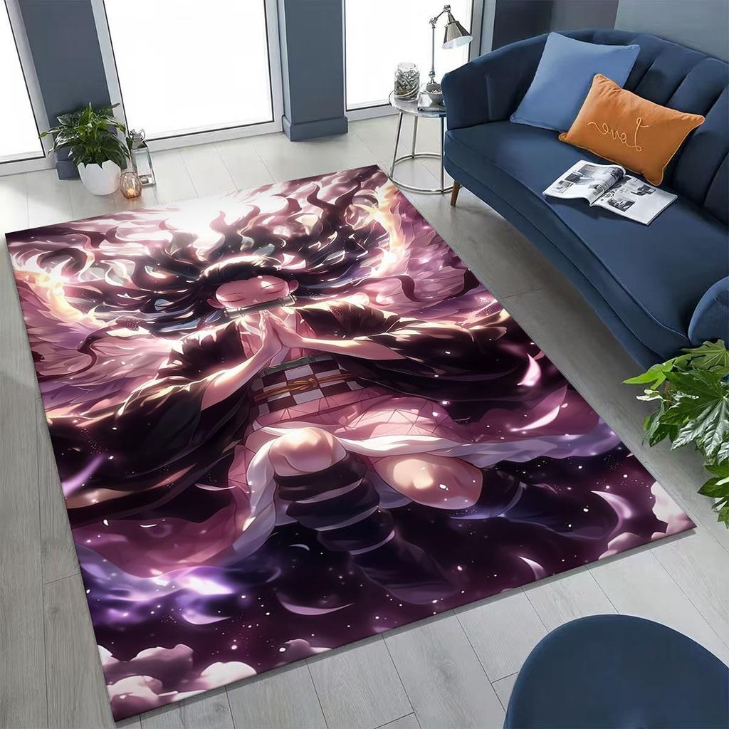 Anime Demon S-Slayer Kamado Nezuko Tanjirou Kreslený koberec pro ložnici, obývací pokoj, pohovku, domácí rohožku, dekor, dětská protiskluzová podložka na podlahu