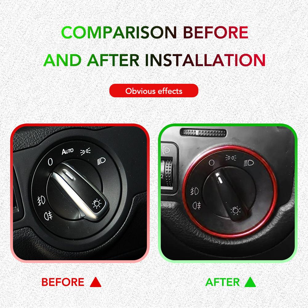 Golf Jett MK5 MK6 Passat B6 B7 CC Touran Tiguan Headlight Switch Trim Ring Durable Aluminum, Colorful Decorative Trim for Car Interior, Car Accessory