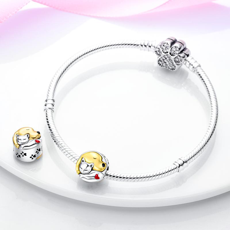 Original Charms Copper Cute Pet Dog And Cat Animal Pendantss Fit Charms Plata Bracelets For Women Jewelry Making Gifts