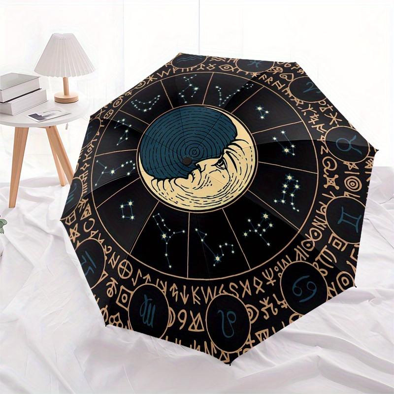 "Zodiac Wheel Astrology Chart Tapestry"Umbrella, Portable 3-Fold Compact Umbrella for Men & Women ES31