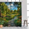 Waterproof Shower Curtain with Vibrant Garden Pathway Design Bringing Nature Indoors for a Relaxing Bathroom Experience