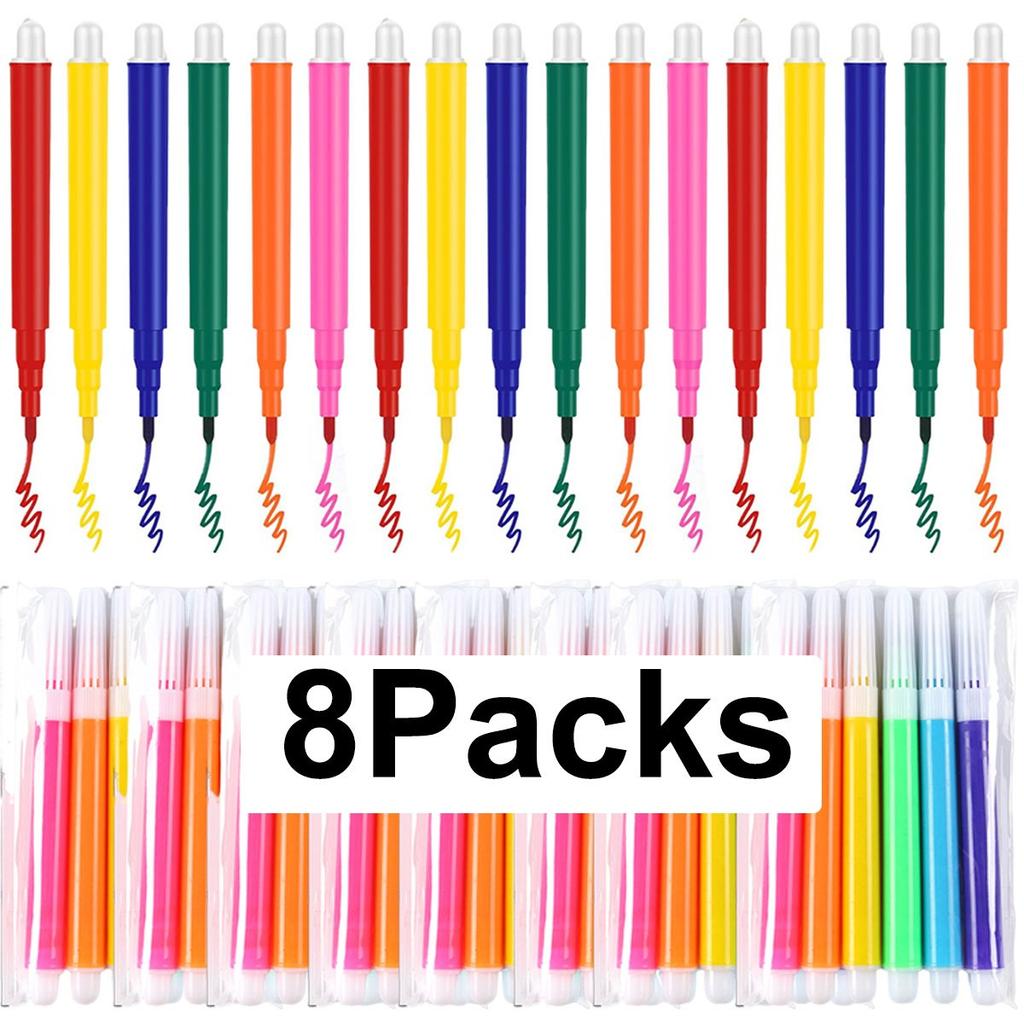 8Packs Markers 6-Color Washable Water Pens, Erasable Whiteboard Markers for Coloring & Art Painting, Perfect School ZSY